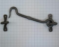 Deurhaak en vanger 150 mm ijzer blank