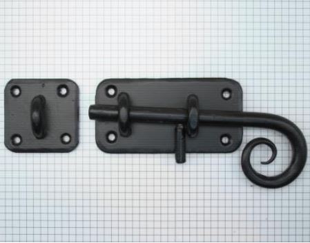 Grendel ijzer zwart, grondplaat 100 x 52 mm - Afbeelding 2