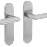 Deurkruk Hoek 90° Basic op Ovaal Verdekt Schild 170 x 40 mm Blind RVS