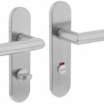 Deurkruk Hoek 90° Basic op Ovaal Verdekt Schild 170 x 40 mm WC63/8 MM RVS