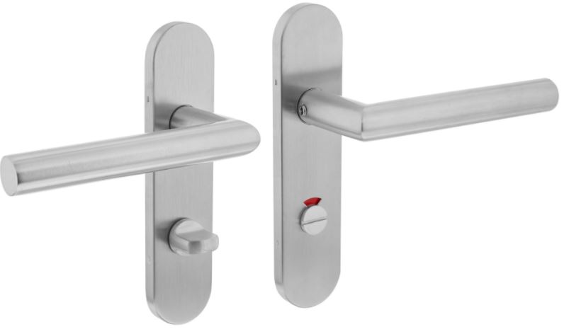 Deurkruk Hoek 90° Basic op Ovaal Verdekt Schild 170 x 40 mm WC63/8 MM RVS