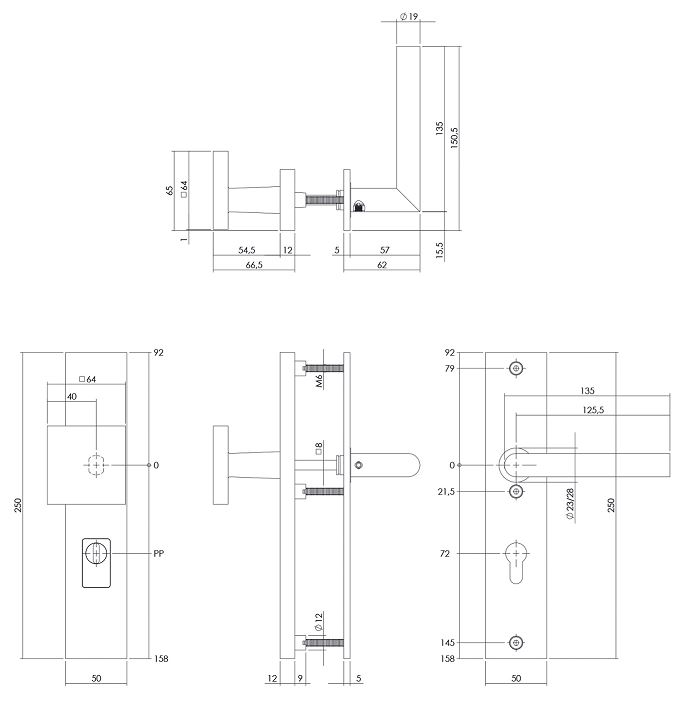 Intersteel SKG3 Veiligheidsbeslag PC72 rechthoekig greep/kruk zwart - Afbeelding 2