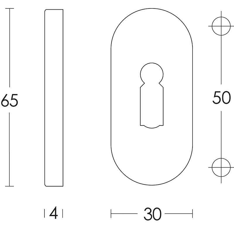 Intersteel sleutelrozetten verdekt ovaal 65x30x5mm rvs