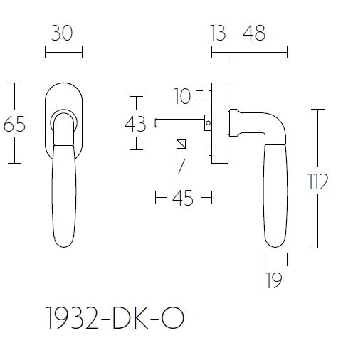 Draaikiepgarnituur TIMELESS 1932DK-O links glans nikkel/ebbenhout - Afbeelding 2