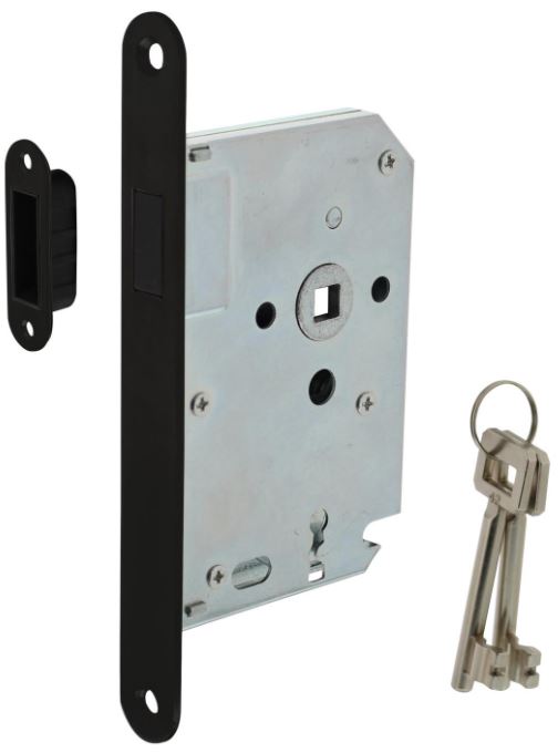 Intersteel Magneet Klavier Dag en Nachtslot Met Zwarte Voorplaat 20X175 mm