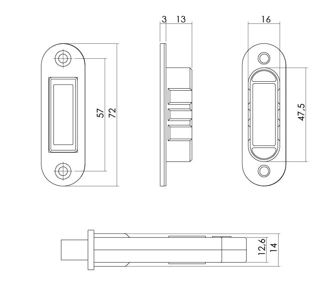 Intersteel Magneet Klavier dag en nachtslot SL56 met zwarte voorplaat 20x175 mm - Afbeelding 3