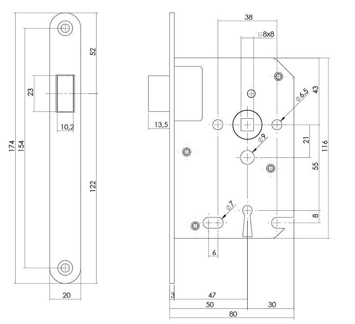 Intersteel Magneet Klavier dag en nachtslot SL56 met rvs voorplaat 20x175 mm - Afbeelding 2