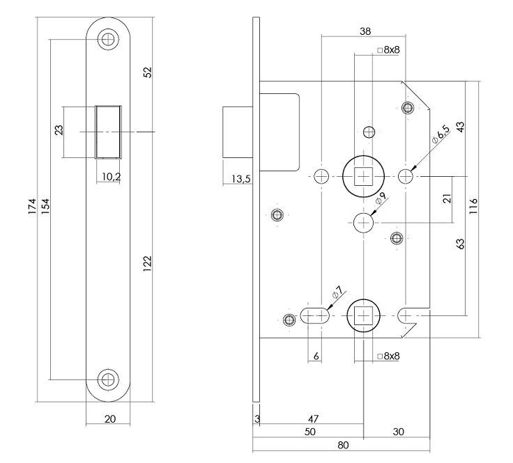 Intersteel Magneet badkamer/toilet slot 63/8mm met rvs voorplaat 20x175 mm - Afbeelding 2