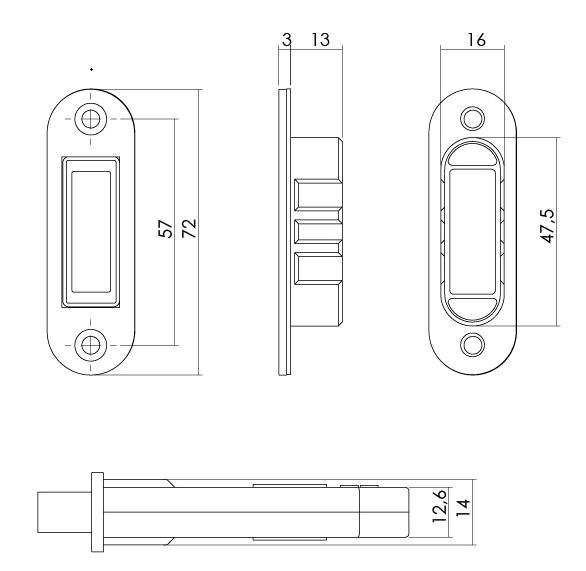 Intersteel Magneet badkamer/toilet slot 63/8mm met rvs voorplaat 20x175 mm - Afbeelding 3