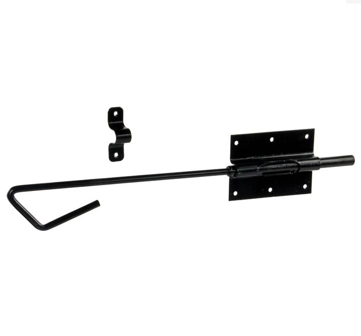 Staartgrendel met handgreep en sluitplaat zwart gelakt 400 mm