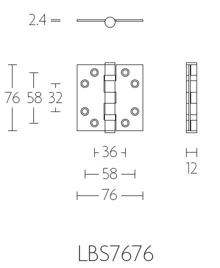 Kogellagerscharnier BASICS LBS7676 Rechte Hoek rvs - Afbeelding 2