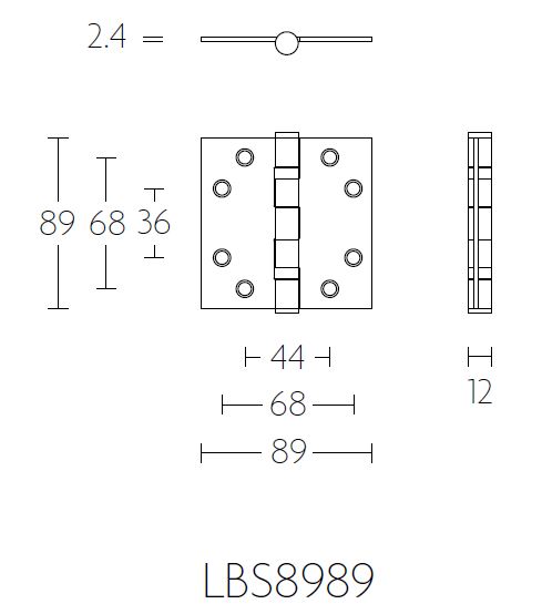 Kogellagerscharnier BASICS LBS8989 Rechte Hoek rvs - Afbeelding 2