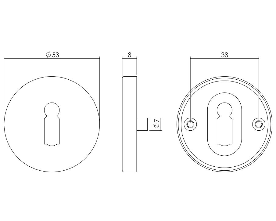 Intersteel sleutelplaatjes rond Ø53x8mm met 7 mm nokken rvs - Afbeelding 2
