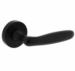 Deurkruk Bjorn op ronde rozet 53x8mm met nokken mat zwart