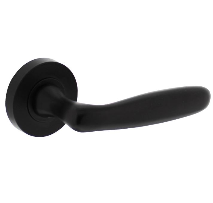 Deurkruk Bjorn op ronde rozet 53x8mm met nokken mat zwart