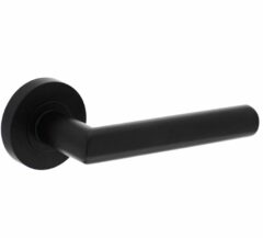 Deurkruk Bastian op ronde rozet 53x8mm met nokken mat zwart