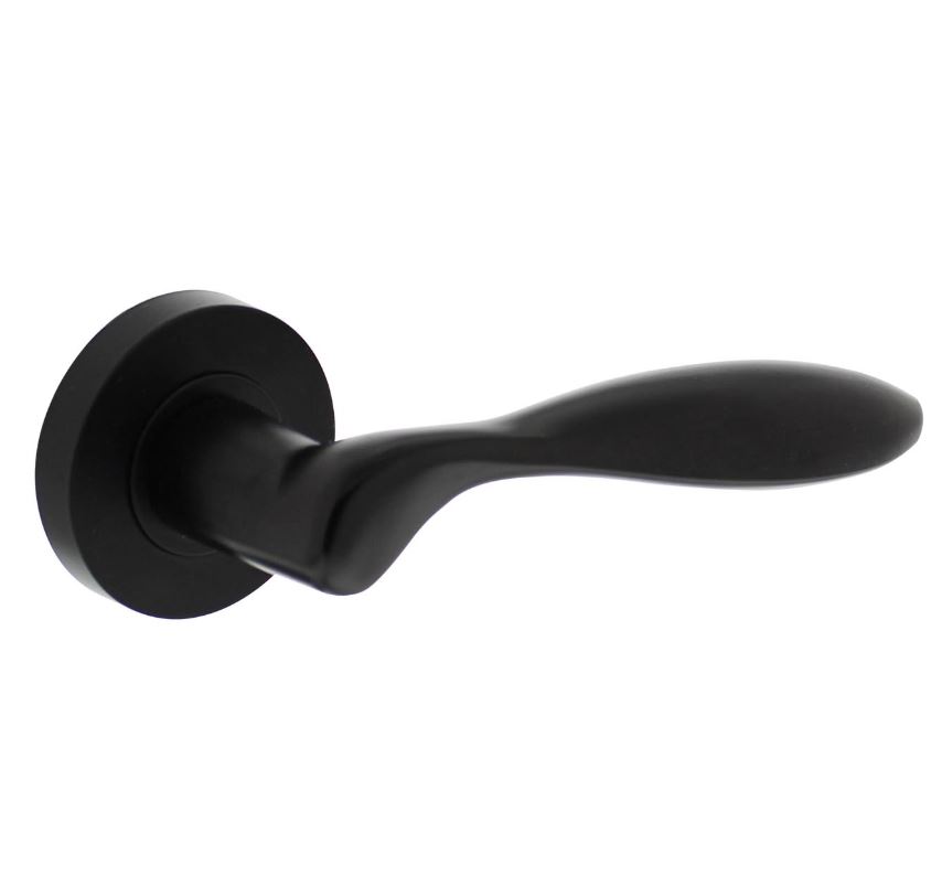 Deurkruk George op ronde rozet 53x8mm met nokken mat zwart