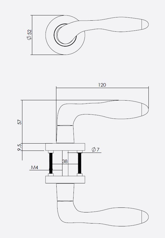 Intersteel deurklink George op ronde rozet 53x8mm met nokken mat zwart - Afbeelding 2