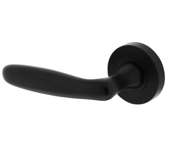 Intersteel enkele deurklink links Bjorn op ronde rozet 53x8mm met nokken mat zwart