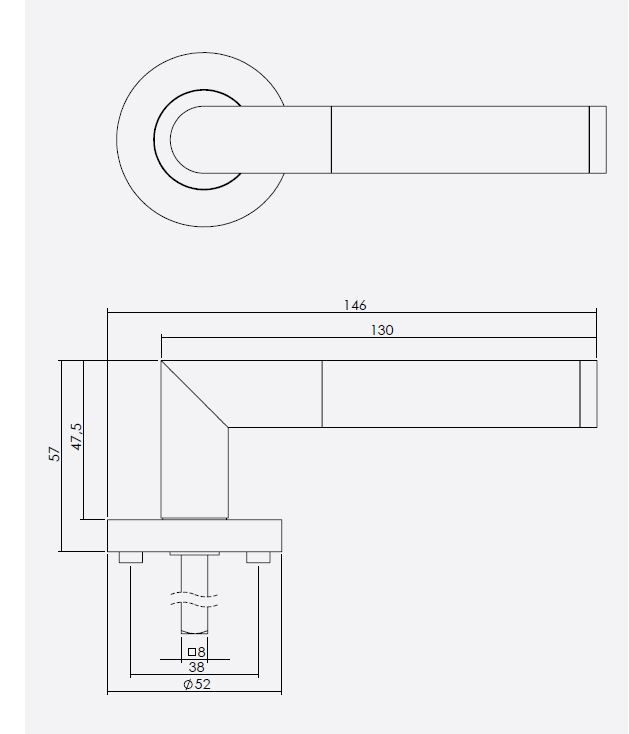 Intersteel enkele deurklink rechts Bastian op ronde rozet 53x8mm met nokken mat zwart - Afbeelding 2