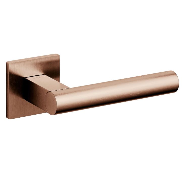 Olivari deurkruk Euclide Q op rozet koper mat titaan PVD