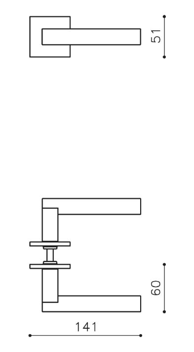 Olivari deurklink Euclide Q op rozet koper mat titaan PVD - Afbeelding 2