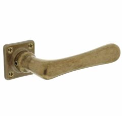 Deurkruk Trento met rozet 38x38x7mm messing getrommeld/ebbenhout