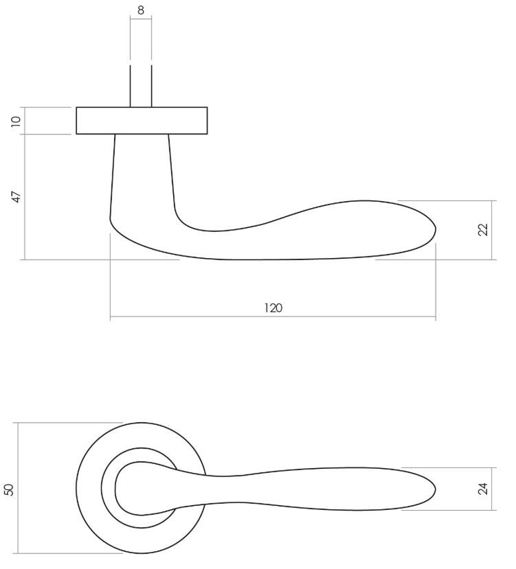 Intersteel deurklink Banaan met rozet ø49x7mm verdekt messing getrommeld - Afbeelding 2