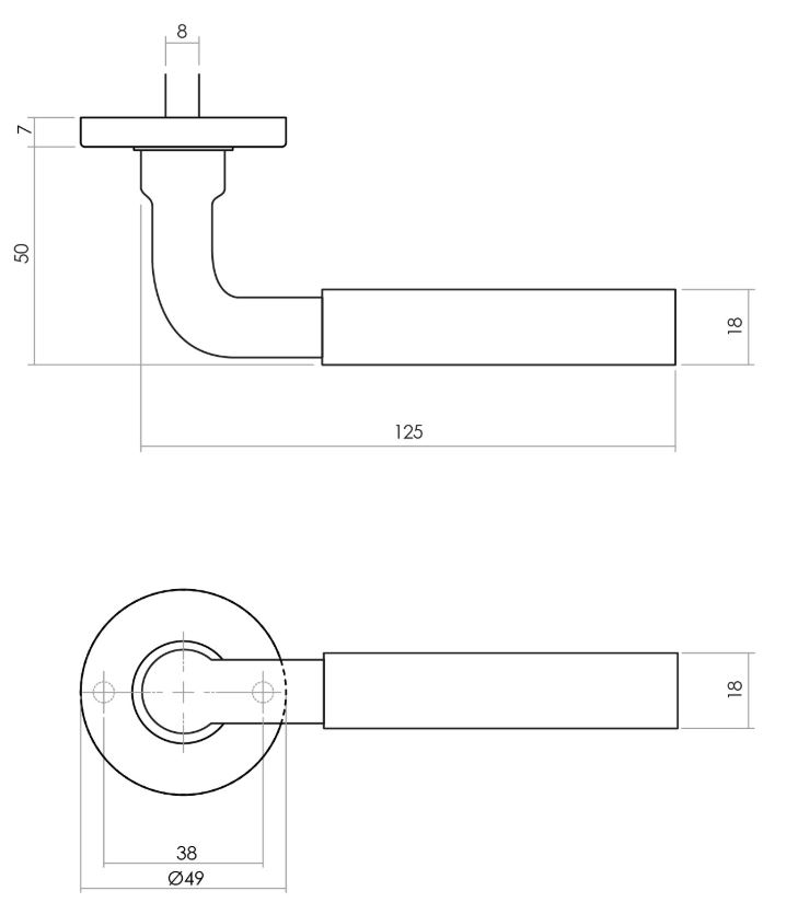 Intersteel deurklink Palma met rozet ø49x7mm verdekt messing getrommeld - Afbeelding 2