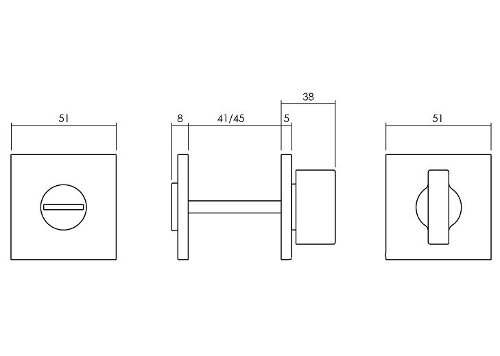 Olivari rozet toilet-/badkamersluiting vierkant rvs mat titaan PVD - Afbeelding 2