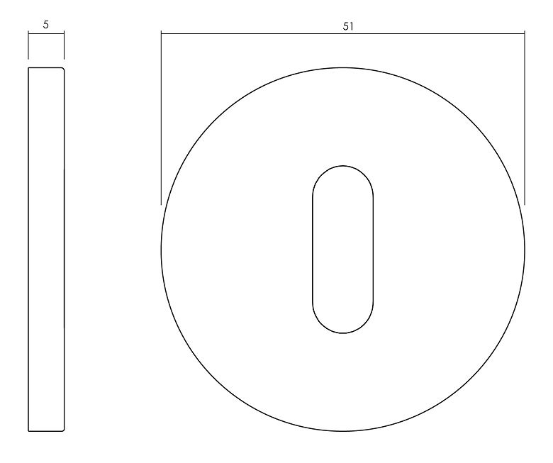 Olivari rozet rond met sleutelgat rvs mat titaan PVD - Afbeelding 2