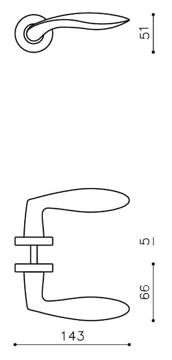 Olivari deurklink Onda op rozet messing mat titaan PVD - Afbeelding 2