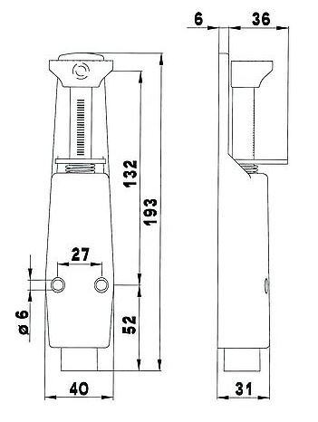 Deurvastzetter voetstift 40x193 mm zilvergrijs - Afbeelding 2