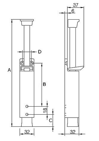 Deurvastzetter voetstift 32x207 mm zilvergrijs - Afbeelding 2