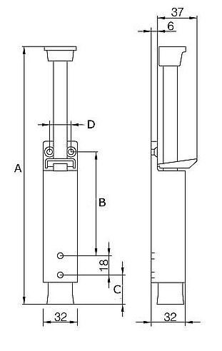 Deurvastzetter voetstift 32x242 mm zilvergrijs - Afbeelding 2