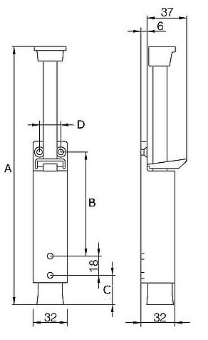 Deurvastzetter voetstift 32x272 mm zilvergrijs - Afbeelding 2