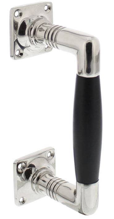 Intersteel handgreep Ton Basic 75/150mm op vierkant rozet nikkel/zwart