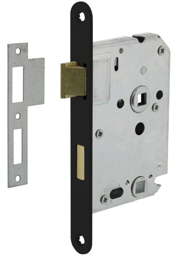 Intersteel Badkamer/Toilet slot 63/8mm Met Zwart Gelakte Voorplaat 20X175 mm