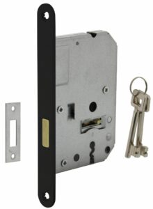 Intersteel Klavier Kastslot Met Zwart Gelakte Voorplaat 20X175 mm