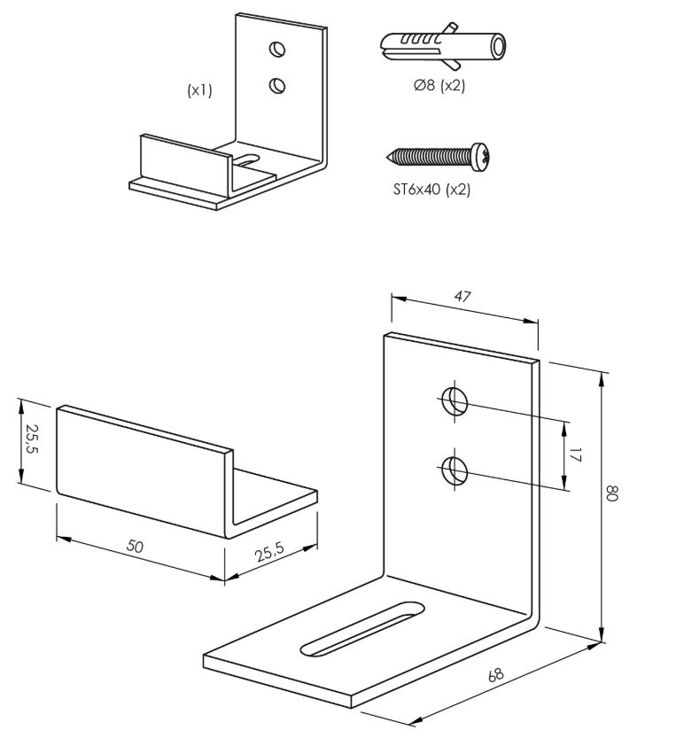 Intersteel Verstelbare deurgeleider tbv onderzijde schuifdeur zwart - Afbeelding 2