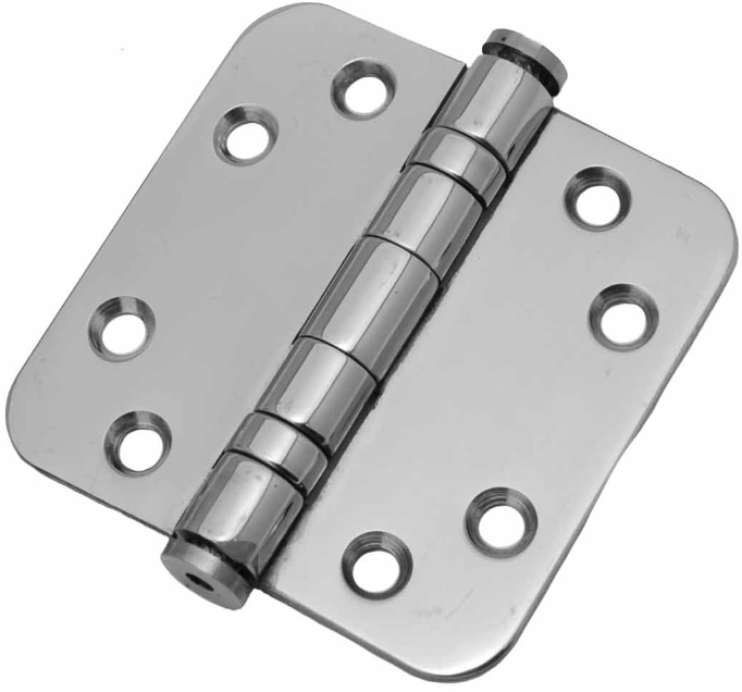 Kogellagerscharnier 7676 mm ronde hoek RVS gepolijst