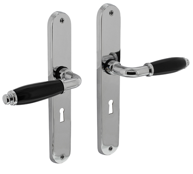 Deurkruk Courgette met ovaal schild 238x39x9mm SL56 Chroom