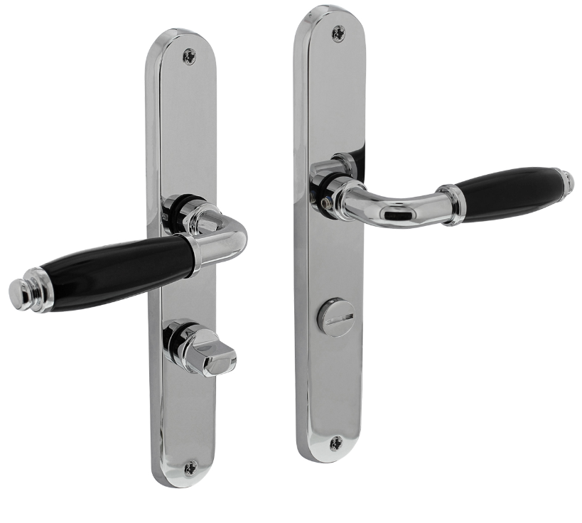 Deurkruk Courgette met ovaal schild 238x39x9mm WC63/8 Chroom