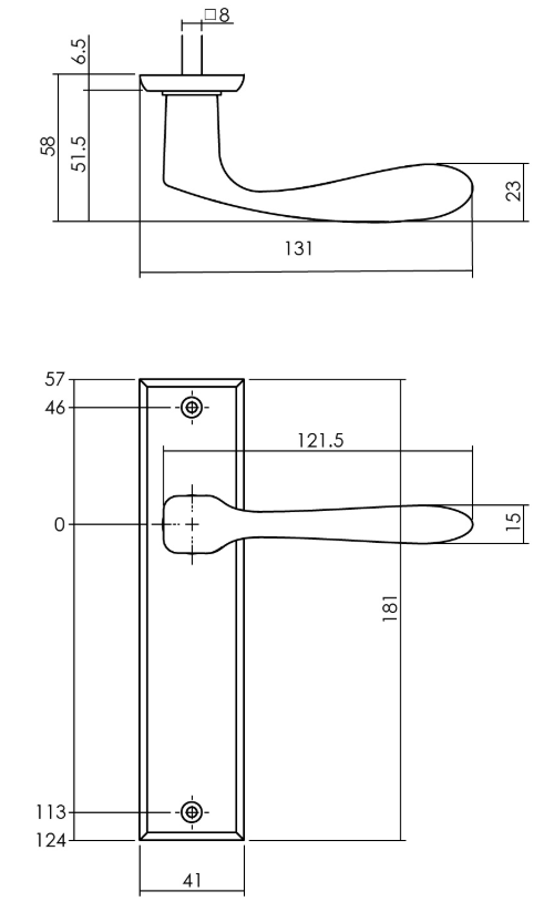 Intersteel deurklink Banaan met schild 181x41x7mm blind messing getrommeld - Afbeelding 2