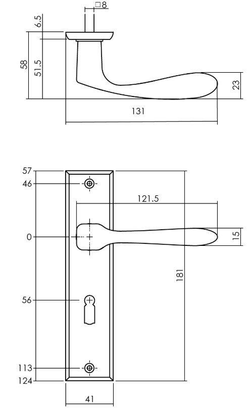 Intersteel deurklink Banaan met schild 181x41x7mm SL56 messing getrommeld - Afbeelding 2