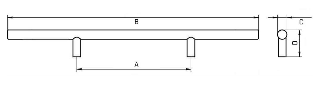 Staafgreep chroom mat 128 mm - Afbeelding 2