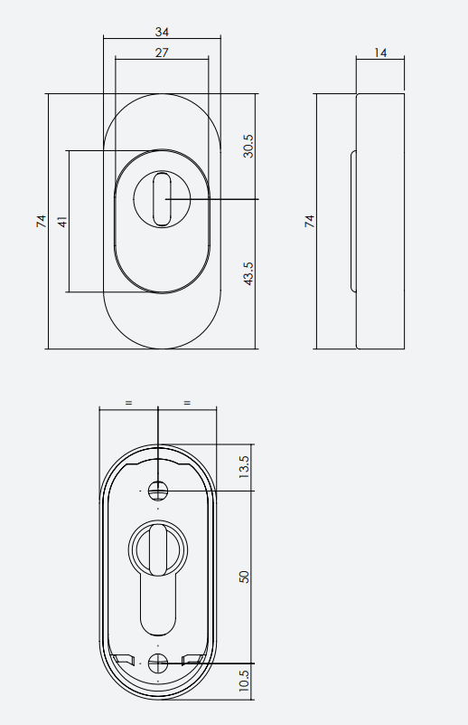 Intersteel Veiligheid-Schuifrozet + kerntrekbeveiliging ovaal rvs - Afbeelding 2