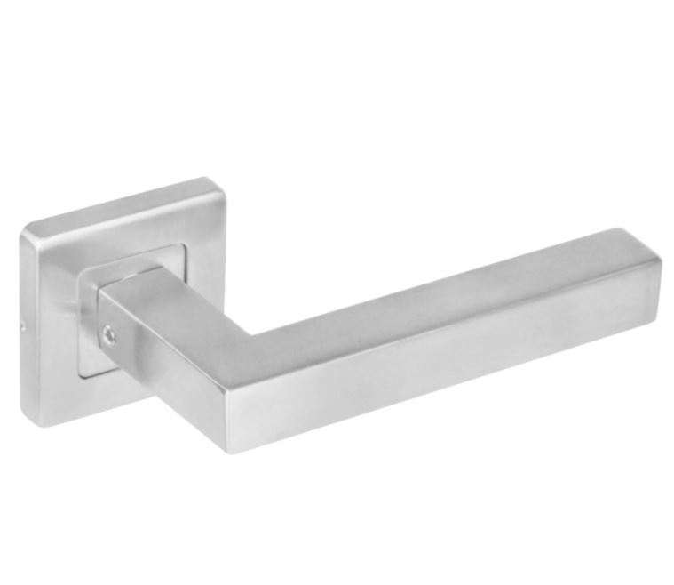 Deurkruk Vierkant op rozet vierkant dubbel geveerd RVS