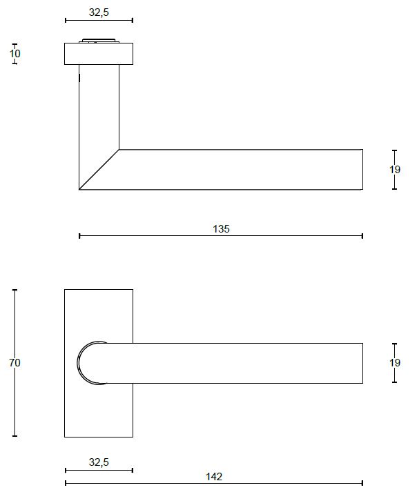 Deurklink BASICS LB7-19/Q32G op rechthoekig rozet mat zwart - Afbeelding 2
