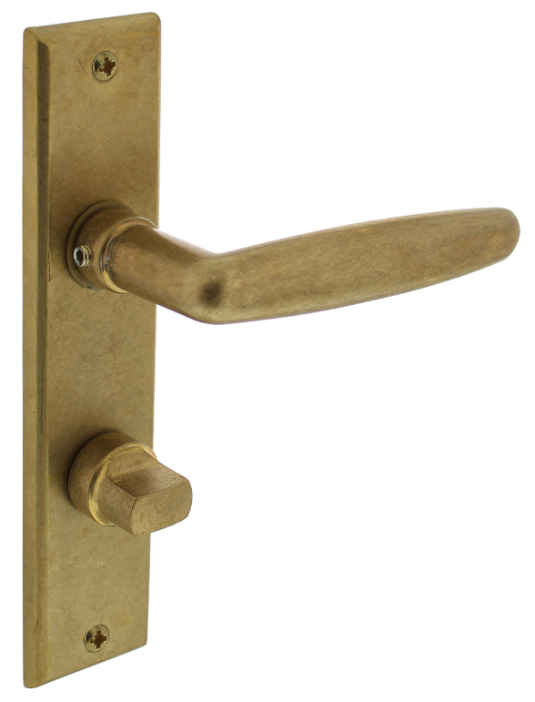 Deurkruk Sophie met schild 181x41x7mm WC63/8mm messing getrommeld